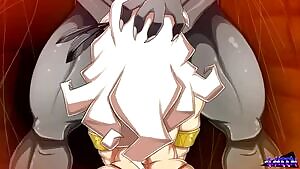 Busty Amazon Sucks Huge Ogre Cock and Makes Him Cum Twice