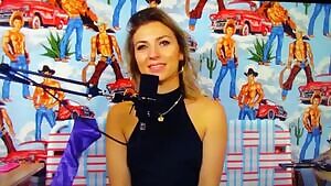 Comedian Annie Lederman flashing on her podcast.