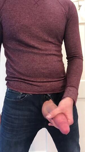 Two handed stroking and dirty talking