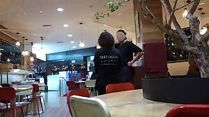 Squirt and Naked in Train Mall Restauran and Supermarket!