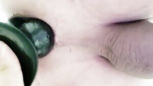 Stretching with this knotted dildo :)