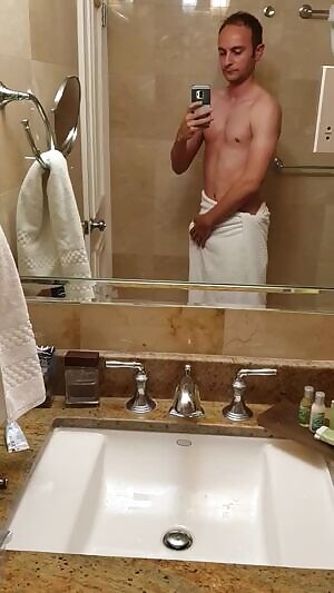 Oops his towel fell off