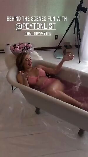 Peyton List in a bathtub
