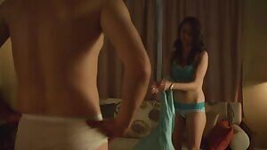 Alison Brie in baby blue lingerie