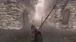 Wrestling it for control.