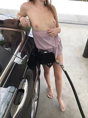 Pumping gas, but rather get pumped full of cum