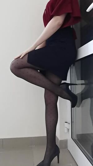 Against the glass door