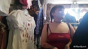 I can never seem to keep my clothes on when we go shopping!