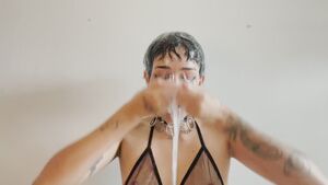Blowing Bubbles Spit Tits