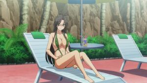 Chisato seducing Basara in her tiny sling bikini and then with her naked body at the onsen [Testament of New Sister Devil]