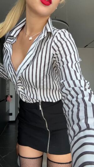 Secretary Blonde Fishnet Glasses Office