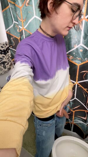 Beautiful Transwomen Glasses Pee Peeing Piss