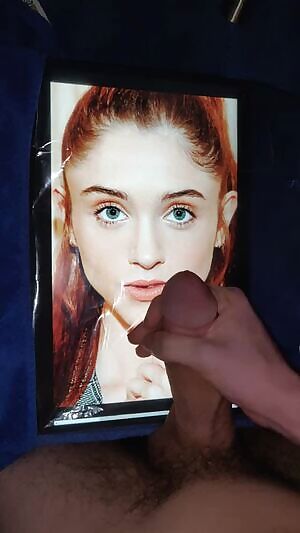 u all voted 4 her so here is my big bud giving Natalia Dyer a very hot cum tribute ;) I fed him porn and pics 2 edge 2 first until he was ready 2 cum all over her, if u want 2 b my bud 2 and b fed porn and pics as u jerk and have a second screen 2 make vids with then add hertsgirls on kik