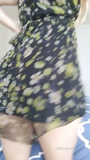 Pulling my sundress up so you can feast your eyes on my booty - I'm naughty wrapped in sweetness