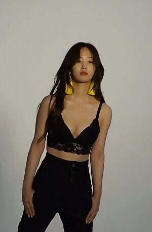 Yuri - Cleavage in 'The First Scene' making film