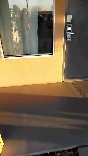 Motel window surprise.