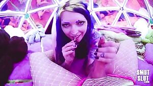 Neon lollipop hand job