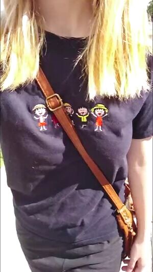 Almost Caught Flashing her Boobs in Public!