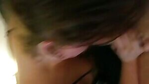 When she takes it back down her throat to get what she spilled...