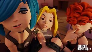 The Kanker Sisters rubbing cock