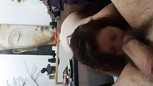 brunette girl sucking big dick