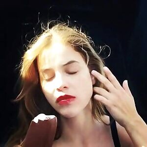 Victoria's Secret Model, Barbara Palvin, devouring her ice cream bar
