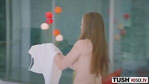 A neighbor came to visit the young woman and at the pool gave her anal sex