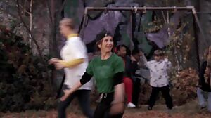 Jennifer Aniston playing football on Friends