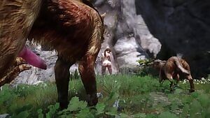 Once it was discovered that the Jarl's daughter was impregnated by a wolf, she was banished from her father's hold. She took it upon herself to find a safe grotto away from civilization and through months of breeding became a mother to a pack of wolves.