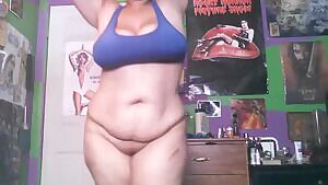 Shy bbw doing jumping jacks