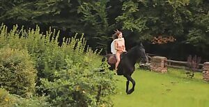 Nude horseback riding