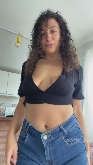 Belly Play Braless Brunette Cleavage Clothed