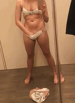 Bikini bottoms in the changing room.