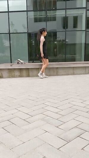 Flashing Asian Ass On Campus