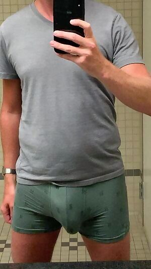 Playing around in the office restroom.