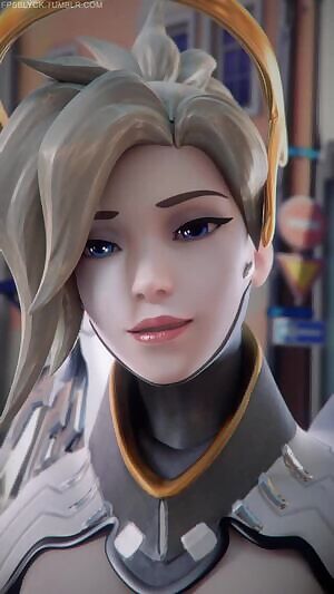 Mercy practicing her ahegao face