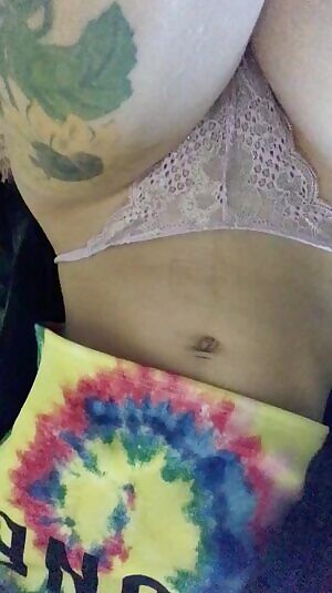 Rubbing through my panties and showing of 💜