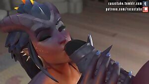Dragon Symmetra sucking a fat cock