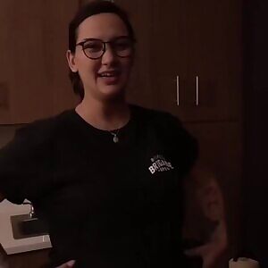 Geo adjusting her jugs