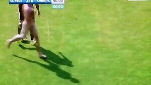 Hot streaker during soccer match