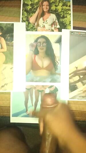 Cumming on busty friend