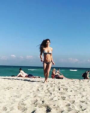 Avril Mathie green thong bikini