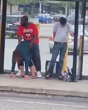 Sex at a bus stop. Real