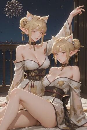 Girls Kissing Ai Generated Blonde Catgirl