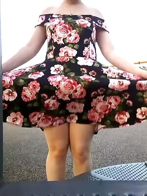 girl flashing at a park