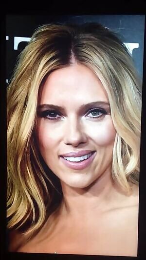 Scarlett Johansson’s sexy face takes a HUGE LOAD OF HOT CUM from my thick cock!!!!