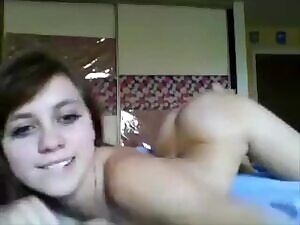 Cute teen rubs her pussy