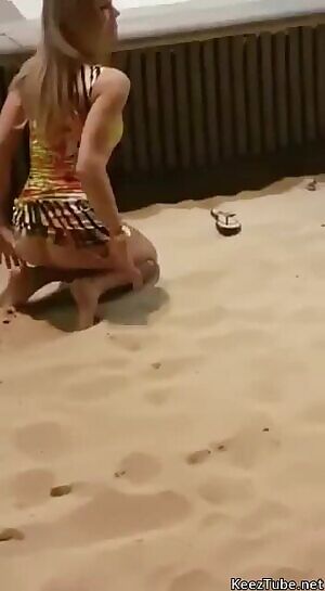 having some fun at the beach