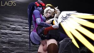 Widowmaker getting fucked by a futa Mercy