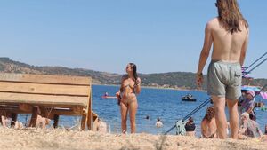 Real Outdoor Enjoyers Beach Brunette Dance